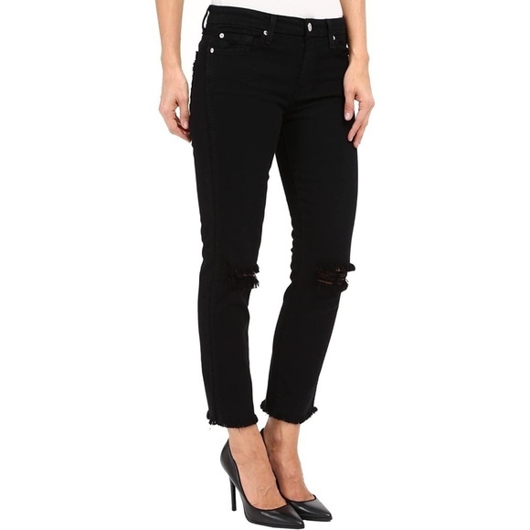 7FAM Timeless Ankle Straight Leg Distressed Raw Hem Jeans - Picture 2 of 8